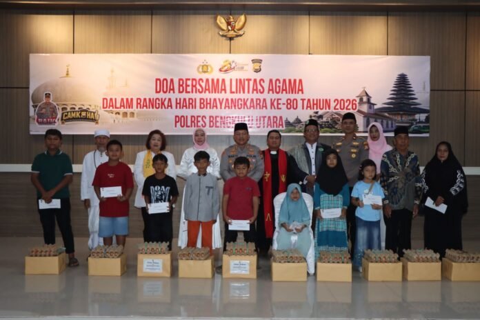 Perkokoh Toleransi, Polres Bengkulu Utara Gelar Doa Lintas Agama dan Bakti Sosial