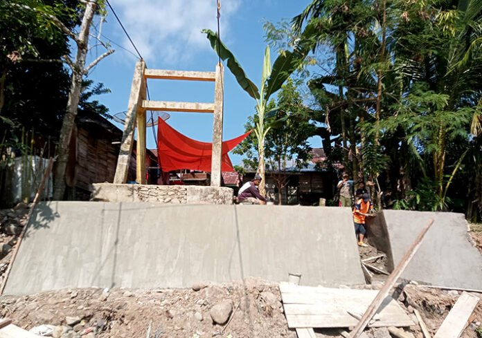 Pembangunan Jembatan Gantung di Pelabuhan Talang Liak Capai Tahap Pembuatan Talud