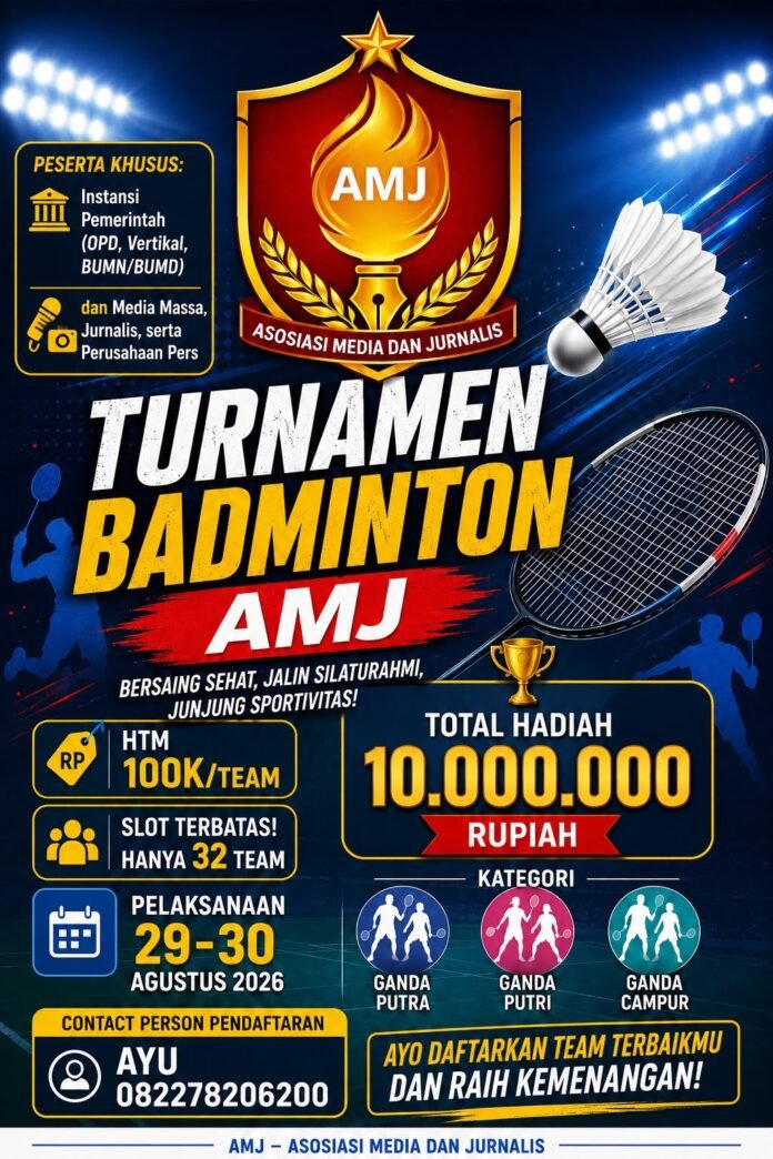 Sambut HUT RI ke-81, AMJ Gelar Turnamen Badminton Berhadiah Rp 10 Juta