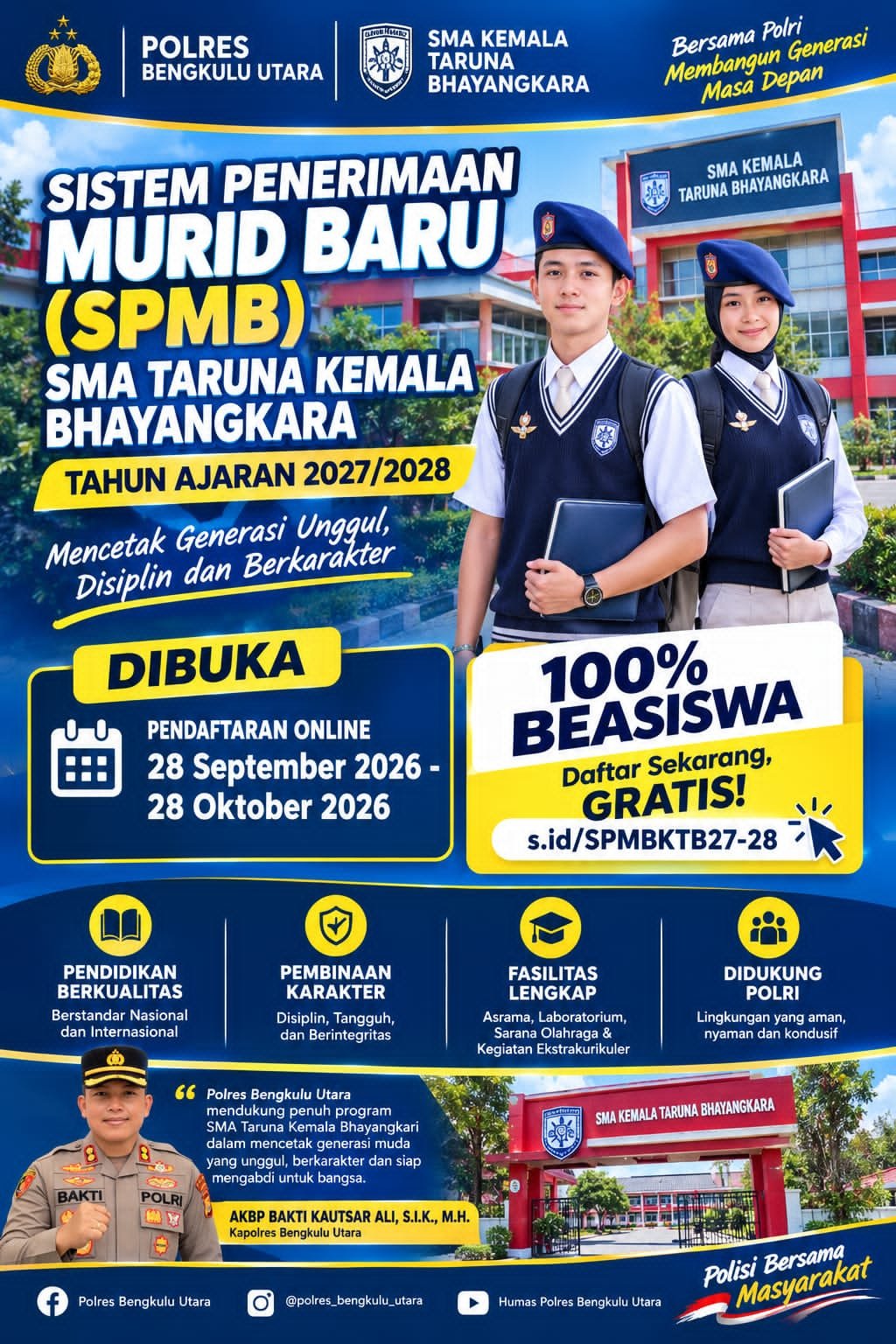 Polres Bengkulu Utara Dorong Putra-Putri Daerah Raih Beasiswa Penuh di SMA Kemala Taruna Bhayangkara